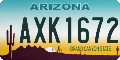AZ license plate AXK1672
