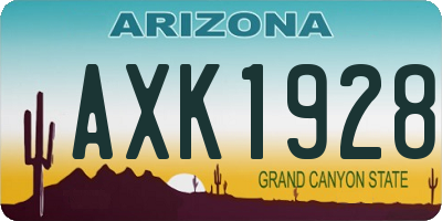 AZ license plate AXK1928