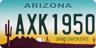 AZ license plate AXK1950