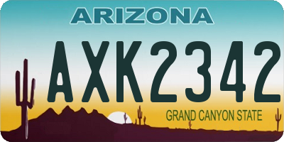 AZ license plate AXK2342