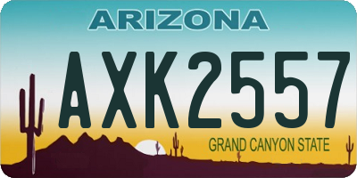 AZ license plate AXK2557