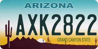 AZ license plate AXK2822