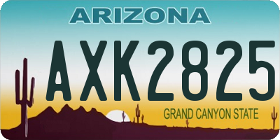 AZ license plate AXK2825