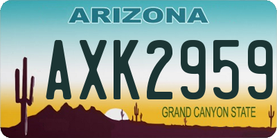 AZ license plate AXK2959