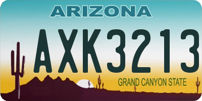 AZ license plate AXK3213