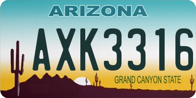AZ license plate AXK3316