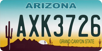 AZ license plate AXK3726