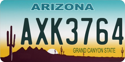 AZ license plate AXK3764