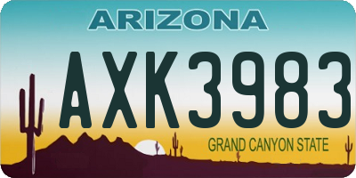 AZ license plate AXK3983