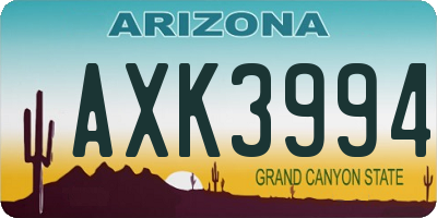 AZ license plate AXK3994