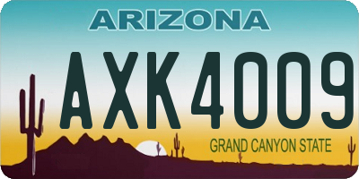 AZ license plate AXK4009