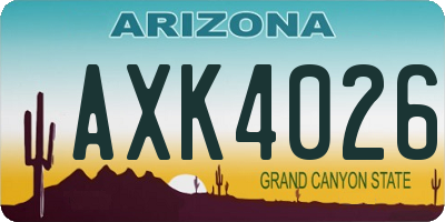 AZ license plate AXK4026