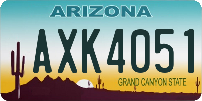 AZ license plate AXK4051