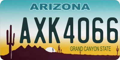 AZ license plate AXK4066