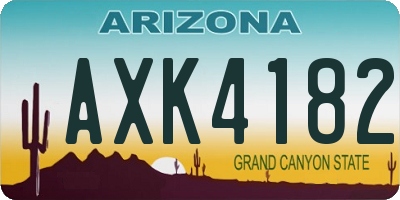 AZ license plate AXK4182