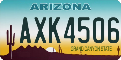 AZ license plate AXK4506
