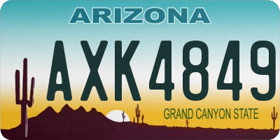 AZ license plate AXK4849