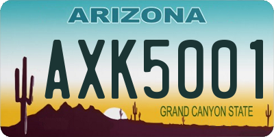 AZ license plate AXK5001