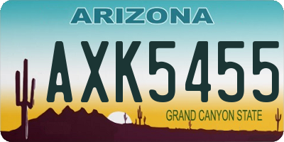AZ license plate AXK5455