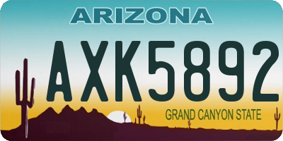 AZ license plate AXK5892