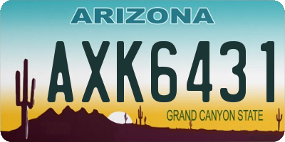 AZ license plate AXK6431