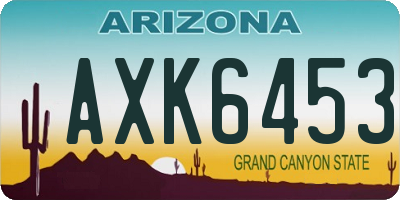 AZ license plate AXK6453