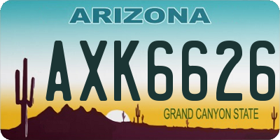 AZ license plate AXK6626