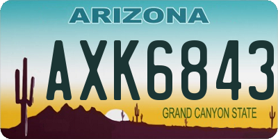 AZ license plate AXK6843