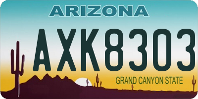 AZ license plate AXK8303