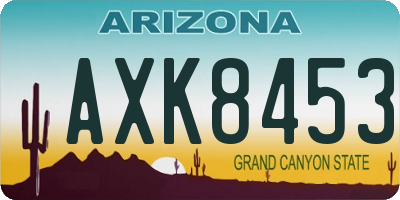 AZ license plate AXK8453