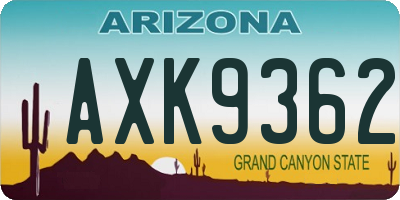 AZ license plate AXK9362