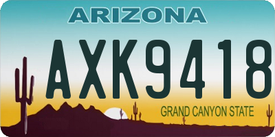 AZ license plate AXK9418