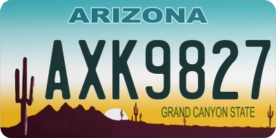 AZ license plate AXK9827