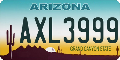 AZ license plate AXL3999