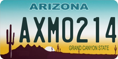 AZ license plate AXM0214