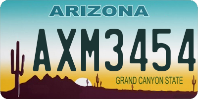 AZ license plate AXM3454