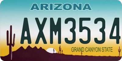 AZ license plate AXM3534