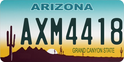 AZ license plate AXM4418