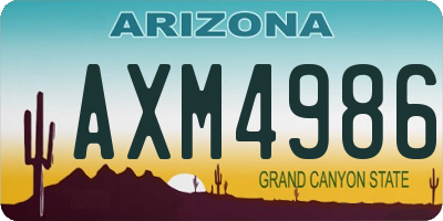 AZ license plate AXM4986