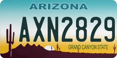 AZ license plate AXN2829