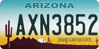 AZ license plate AXN3852