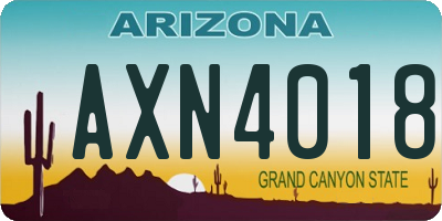 AZ license plate AXN4018