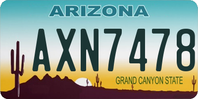 AZ license plate AXN7478