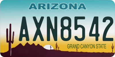 AZ license plate AXN8542