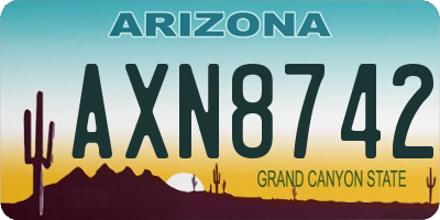 AZ license plate AXN8742