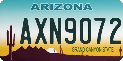 AZ license plate AXN9072