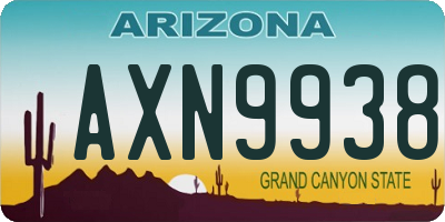 AZ license plate AXN9938