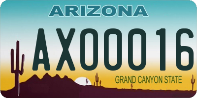 AZ license plate AXO0016