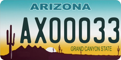AZ license plate AXO0033