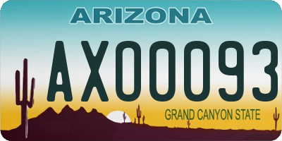 AZ license plate AXO0093